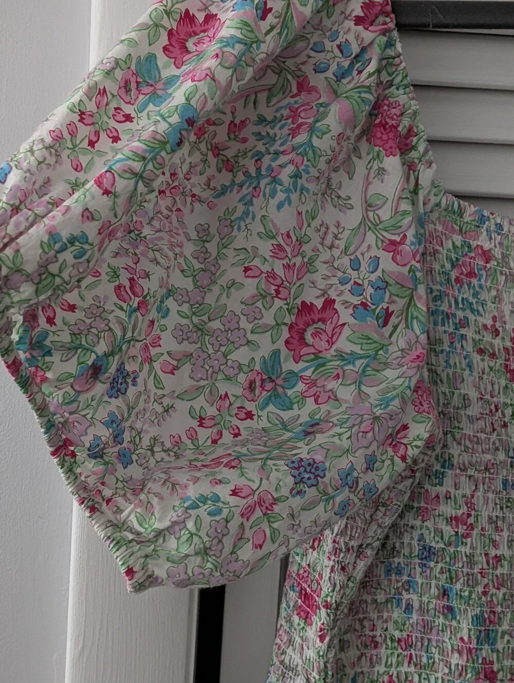 April Cornell Garden Dress Floral Smocked Puff Sleeve Cottagecore Maxi M - Picture 4 of 12